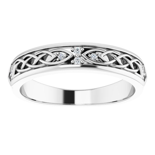Art Deco Style Round Cut Diamond Wedding Band-VIRABYANI