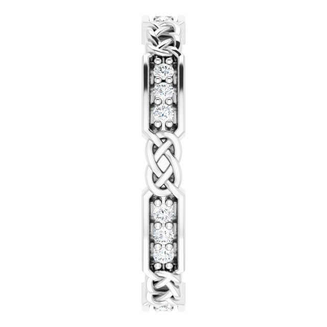 0.27 ct. Round Diamond, Celtic Knot Accent Eternity Band-in 14K/18K White, Yellow, Rose Gold and Platinum - Christmas Jewelry Gift -VIRABYANI