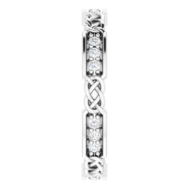 0.27 ct. Round Diamond Eternity Band Celtic Knot Accent Ring-VIRABYANI