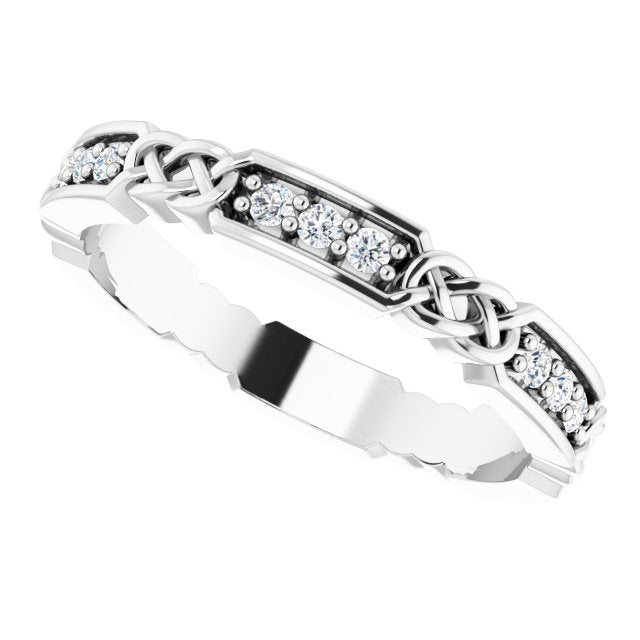 0.27 ct. Round Diamond, Celtic Knot Accent Eternity Band-in 14K/18K White, Yellow, Rose Gold and Platinum - Christmas Jewelry Gift -VIRABYANI