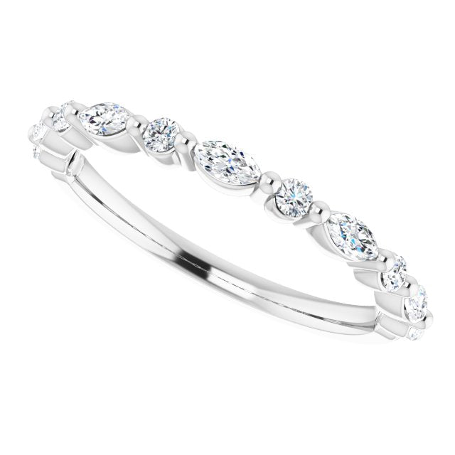 Marquise and Round Diamond Shared Prong Wedding Band-VIRABYANI