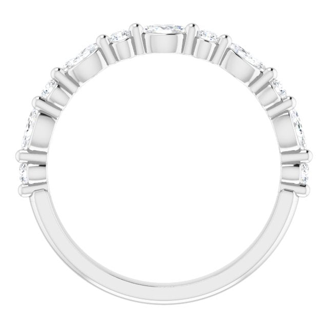 Marquise and Round Diamond Shared Prong Wedding Band-VIRABYANI