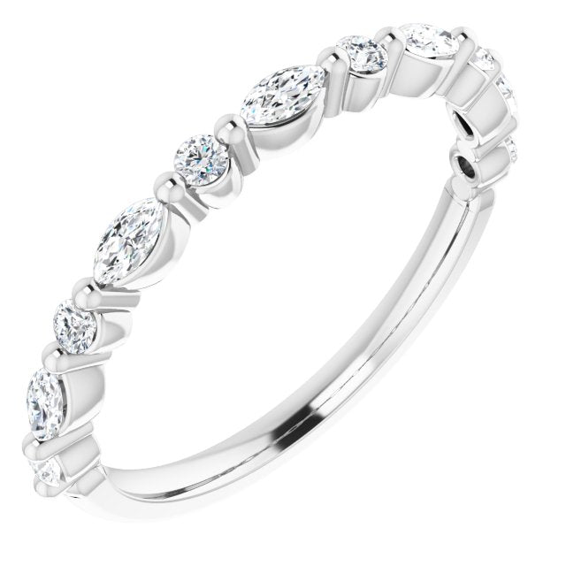 Marquise and Round Diamond Shared Prong Wedding Band-VIRABYANI