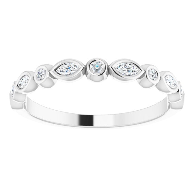 0.27 ct. Marquise And Round Diamond Wedding Band Bezel Set Anniversary Ring-VIRABYANI
