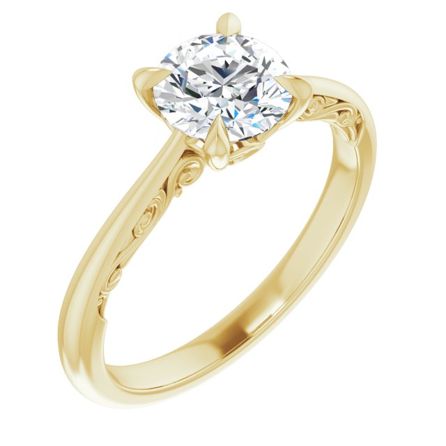 0.02 ctw Side Diamond Round Cut Solitaire Engagement Ring-in 14K/18K White, Yellow, Rose Gold and Platinum - Christmas Jewelry Gift -VIRABYANI