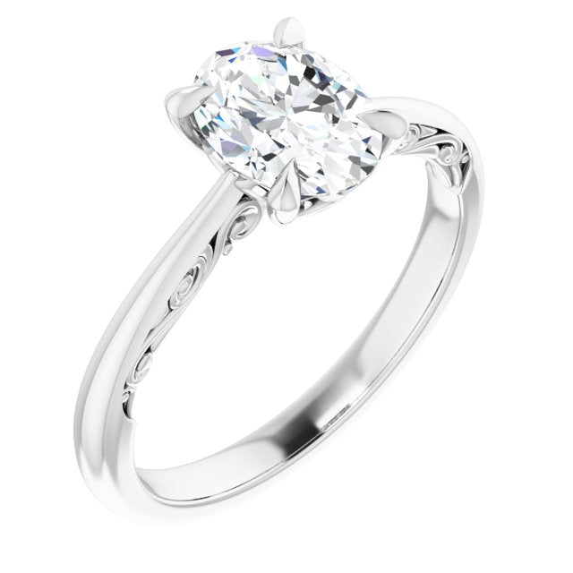 Norah Oval Diamond Solitaire Engagement Ring-VIRABYANI