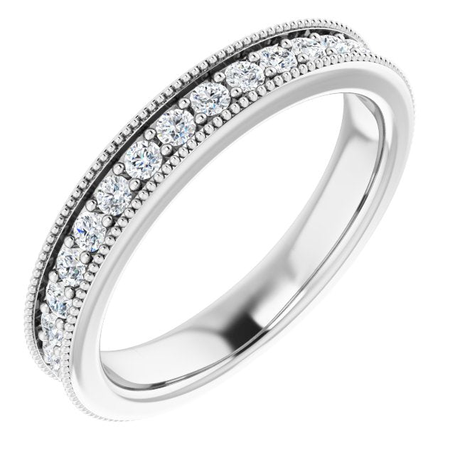 0.75 ct. Round Cut Diamond Milgrain Accent Wedding Band-VIRABYANI