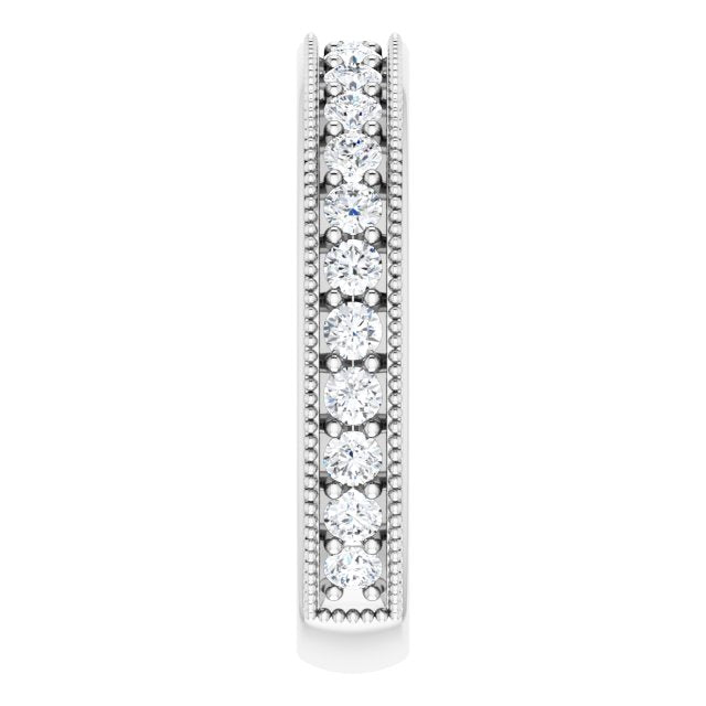 0.75 ct. Round Cut Diamond Milgrain Accent Wedding Band-VIRABYANI