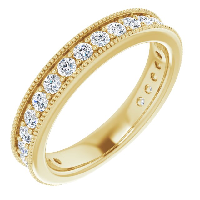 0.75 ct. Round Cut Diamond Milgrain Accent Wedding Band-VIRABYANI
