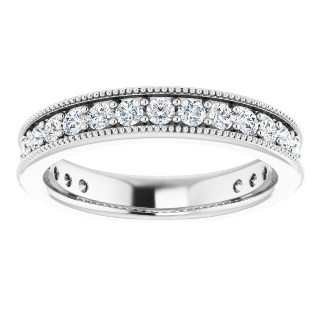 0.75 ct. Round Cut Diamond Milgrain Accent Wedding Band-VIRABYANI