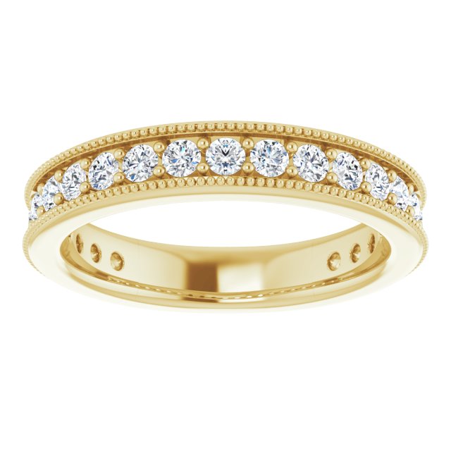 0.75 ct. Round Cut Diamond Milgrain Accent Wedding Band-VIRABYANI