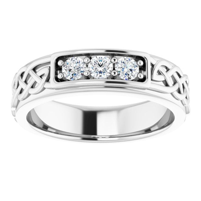 Celtic Knot Design 0.30 ctw Round Diamond Men's Ring-VIRABYANI