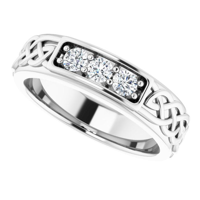 Celtic Knot Design 0.30 ctw Round Diamond Men's Ring-VIRABYANI