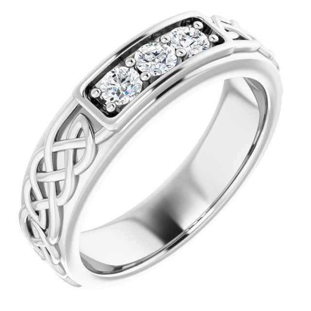 Celtic Knot Design 0.30 ctw Round Diamond Men's Ring-VIRABYANI