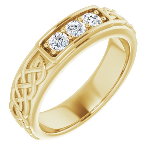 Celtic Knot Design 0.30 ctw Round Diamond Men's Ring-VIRABYANI