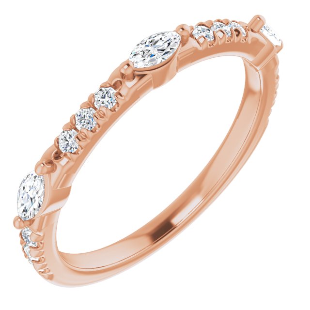 0.48 ct. Marquise & Round Diamond Delicate Stackable Wedding Band-VIRABYANI