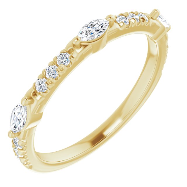 0.48 ct. Marquise & Round Diamond Delicate Stackable Wedding Band-VIRABYANI