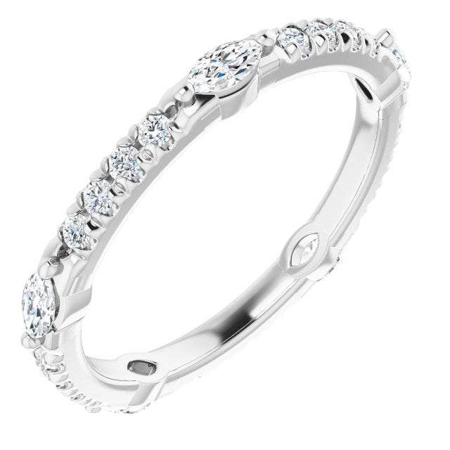0.80 ct. Prong Set Marquise & Round Diamond Eternity Band-VIRABYANI