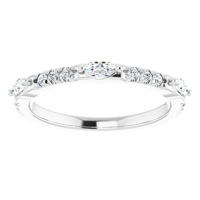 0.48 ct. Marquise & Round Diamond Delicate Stackable Wedding Band-VIRABYANI