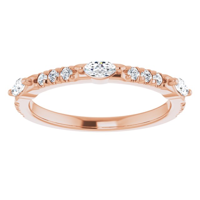 0.48 ct. Marquise & Round Diamond Delicate Stackable Wedding Band-in 14K/18K White, Yellow, Rose Gold and Platinum - Christmas Jewelry Gift -VIRABYANI