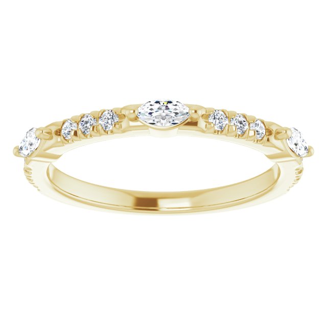 0.48 ct. Marquise & Round Diamond Delicate Stackable Wedding Band-in 14K/18K White, Yellow, Rose Gold and Platinum - Christmas Jewelry Gift -VIRABYANI
