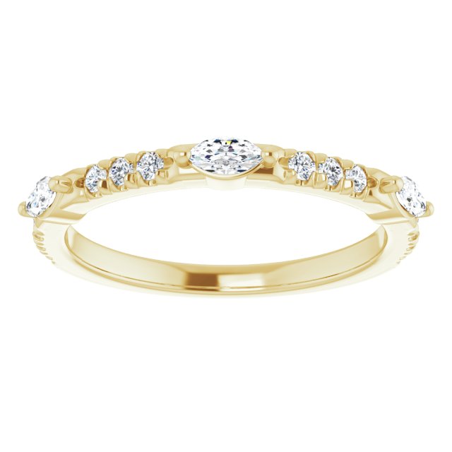 0.48 ct. Marquise & Round Diamond Delicate Stackable Wedding Band-VIRABYANI