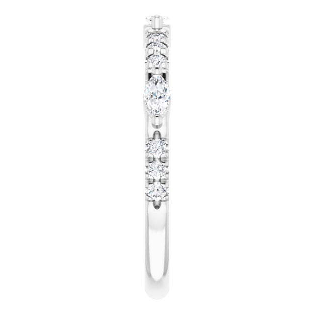 0.48 ct. Marquise & Round Diamond Delicate Stackable Wedding Band-VIRABYANI