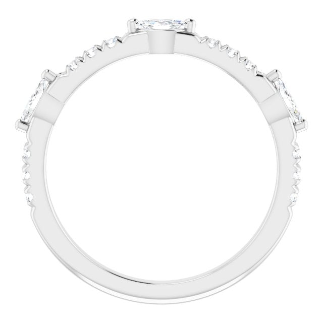 0.48 ct. Marquise & Round Diamond Delicate Stackable Wedding Band-VIRABYANI