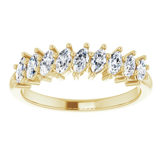 0.90 ct. Marquise Diamond Wedding Band 9 Stone Anniversary Ring-VIRABYANI