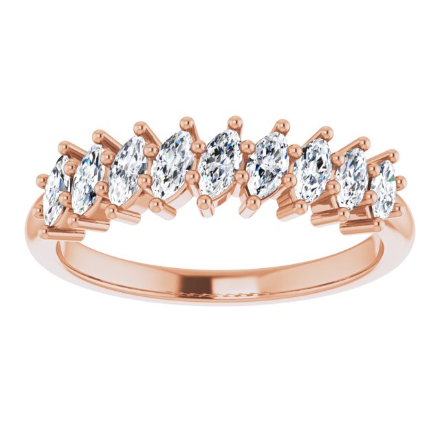 0.90 ct. Marquise Diamond Wedding Band 9 Stone Anniversary Ring-VIRABYANI