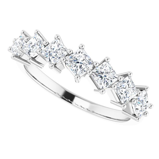1.26 ct. Princess Cut Diamond Wedding Band 7 Stone Anniversary Ring-VIRABYANI