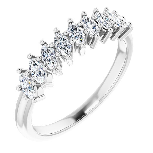 0.90 ct. Prong Set Marquise Diamond Wedding Band-in 14K/18K White, Yellow, Rose Gold and Platinum - Christmas Jewelry Gift -VIRABYANI