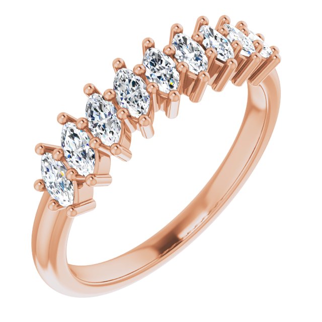 0.90 ct. Prong Set Marquise Diamond Wedding Band-in 14K/18K White, Yellow, Rose Gold and Platinum - Christmas Jewelry Gift -VIRABYANI