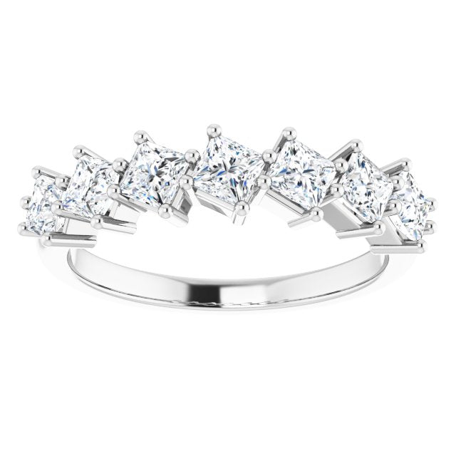 1.26 ct. Princess Cut Diamond Wedding Band 7 Stone Anniversary Ring-VIRABYANI