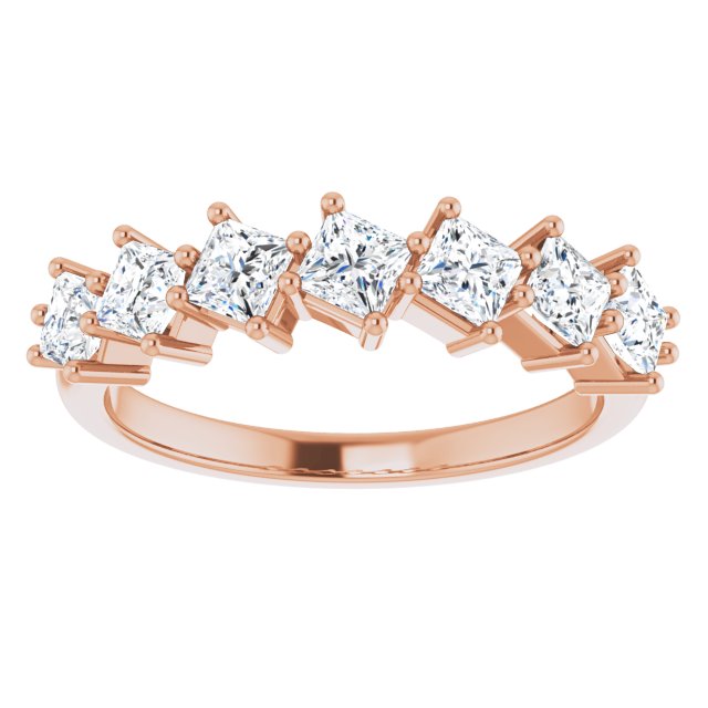 1.26 ct. Princess Cut Diamond Wedding Band 7 Stone Anniversary Ring-VIRABYANI