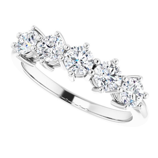 1.00 ct. Round Diamond Band 5 Stone Anniversary Ring-VIRABYANI