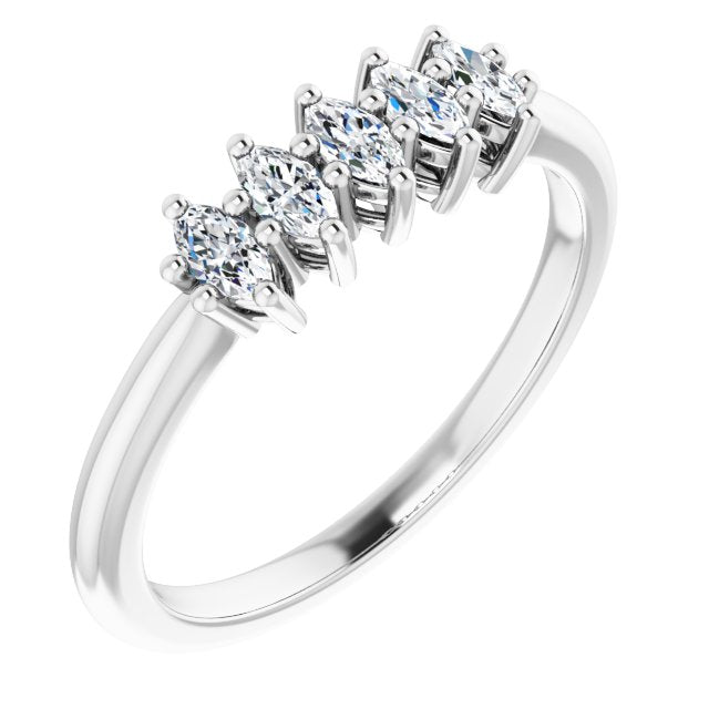 0.50 ct. Marquise Diamond, 5 Stone Wedding Band-in 14K/18K White, Yellow, Rose Gold and Platinum - Christmas Jewelry Gift -VIRABYANI