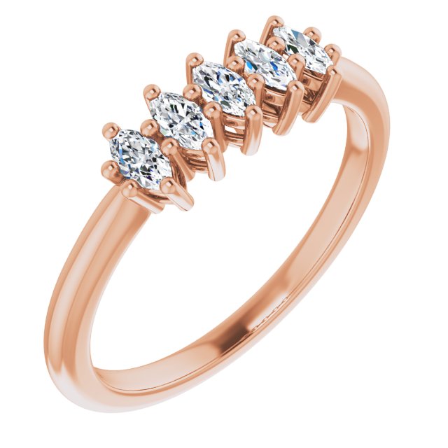 0.50 ct. Marquise Diamond Wedding Band 5 Stone Anniversary Ring-VIRABYANI