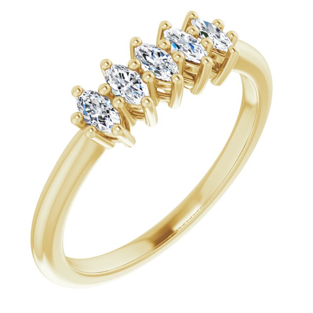 0.50 ct. Marquise Diamond Wedding Band 5 Stone Anniversary Ring-VIRABYANI