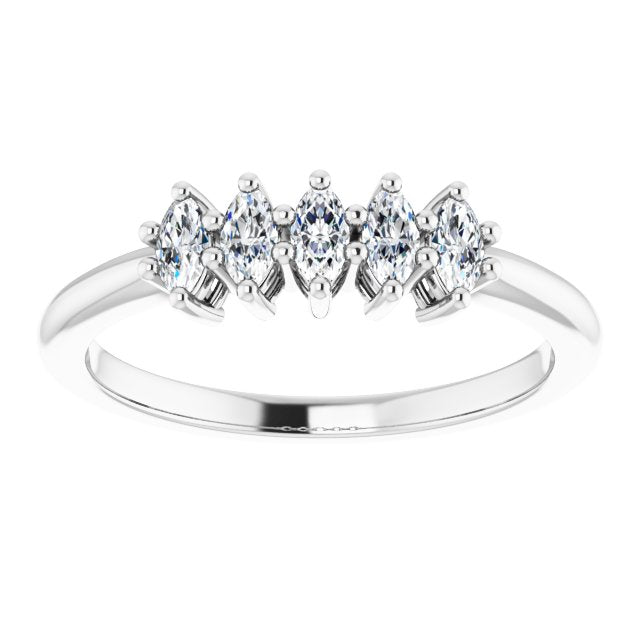 0.50 ct. Marquise Diamond, 5 Stone Wedding Band-in 14K/18K White, Yellow, Rose Gold and Platinum - Christmas Jewelry Gift -VIRABYANI