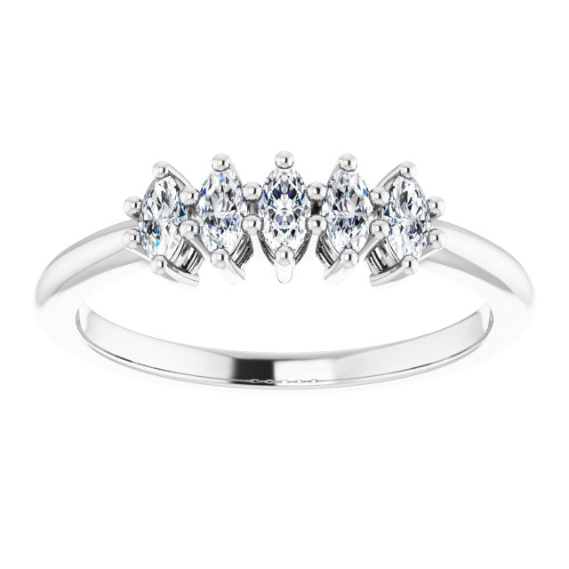 0.50 ct. Marquise Diamond Wedding Band 5 Stone Anniversary Ring-VIRABYANI