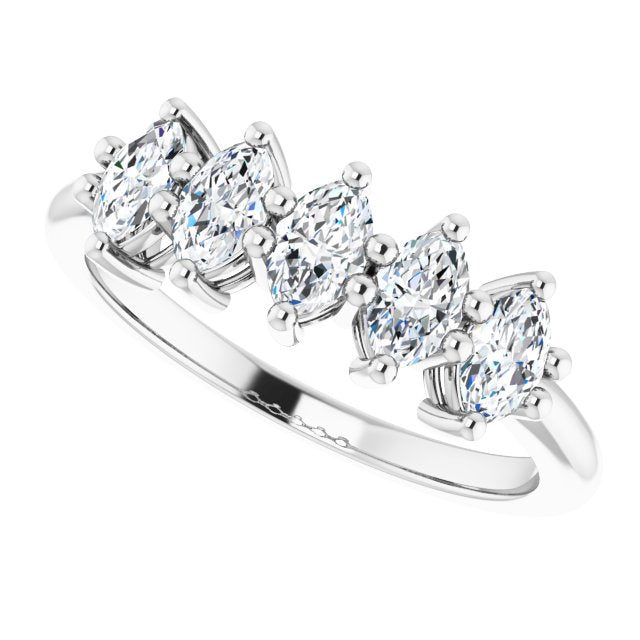 1.00 ct. Marquise Diamond Five Stone Band Classic Shared Prongs-VIRABYANI