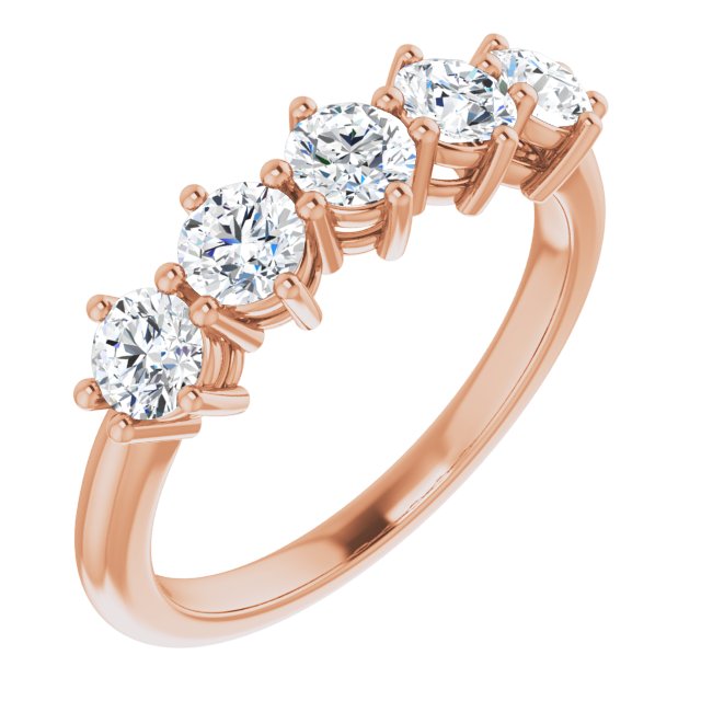 1.00 ct. Round Diamond Band 5 Stone Anniversary Ring-VIRABYANI