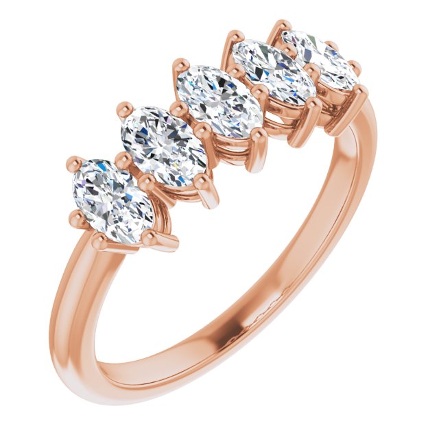 1.25 ct. Oval Diamond Wedding Band 5 Stone Anniversary Ring-VIRABYANI