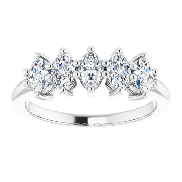 1.00 ct. Marquise Diamond Five Stone Band Classic Shared Prongs-VIRABYANI