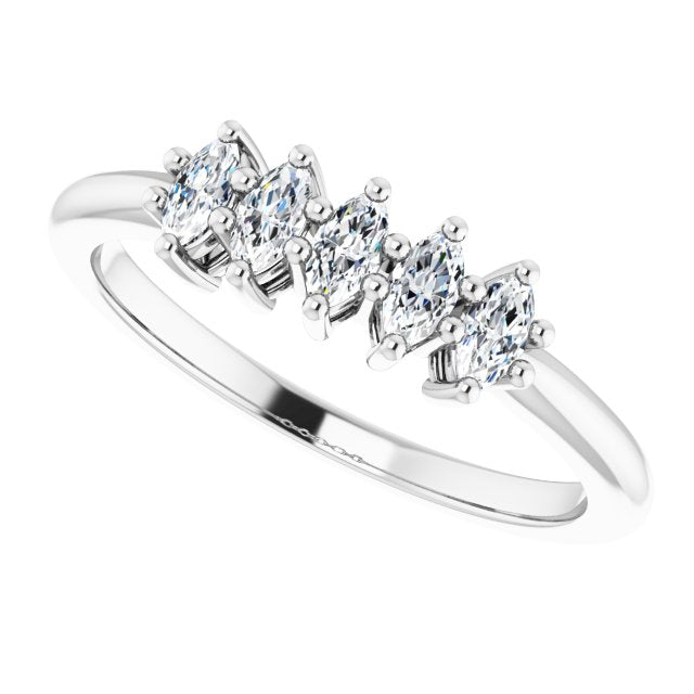 0.50 ct. Marquise Diamond Wedding Band 5 Stone Anniversary Ring-VIRABYANI