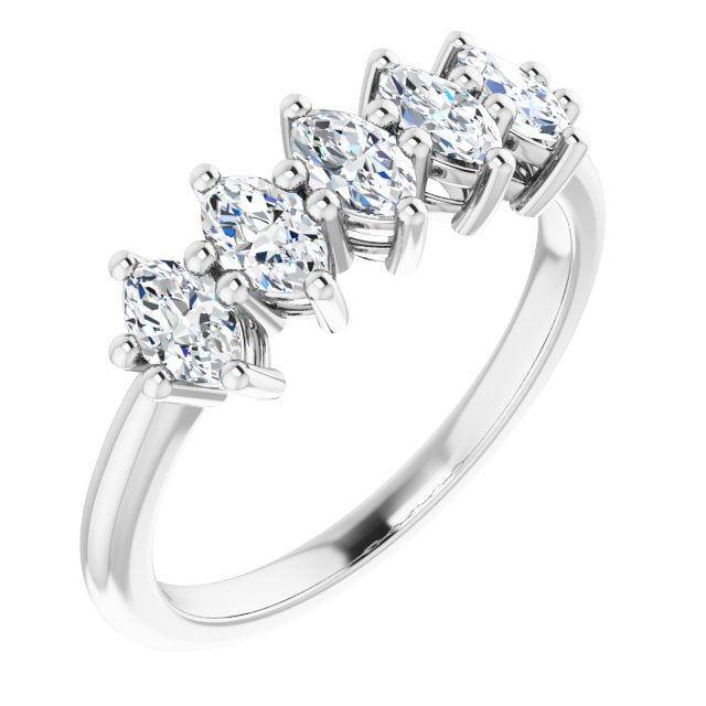 1.00 ct. Marquise Diamond Five Stone Band Classic Shared Prongs-VIRABYANI