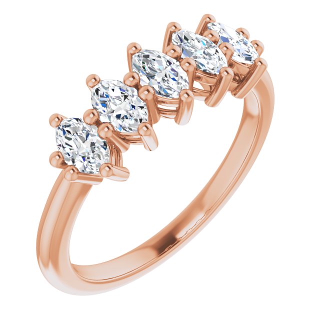 1.00 ct. Marquise Diamond Five Stone Band Classic Shared Prongs-VIRABYANI