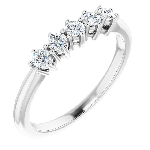 0.34 ct. Round Cut Diamond Wedding Band 5 Stone Anniversary Ring-VIRABYANI