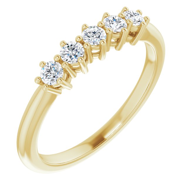 0.34 ct. Round Cut Diamond, 5 Stone Wedding Band-in 14K/18K White, Yellow, Rose Gold and Platinum - Christmas Jewelry Gift -VIRABYANI